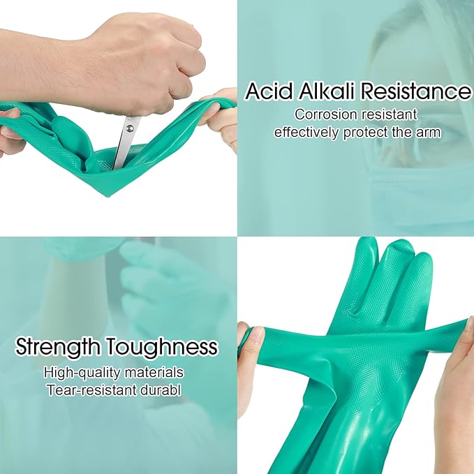 10 Pairs Chemical Resistant Gloves Heavy Duty Thick Nitrile Gloves Bulk for Cleaning, Resist Household Acid, Alkali and Oil (X-Large)