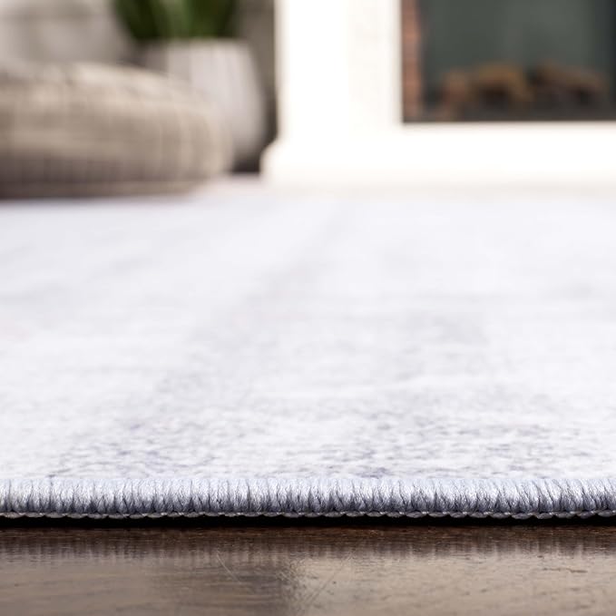 SAFAVIEH Washable Rug Tacoma Collection - 8' x 10', Light Grey & Grey, Slip Resistant & Easy to Clean, Ideal for Living Room, Bedroom, Home Office, Dining Space (TAC857F)