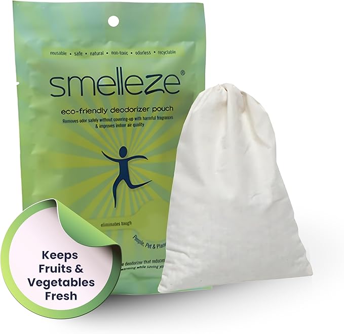 SMELLEZE Reusable Ethylene Gas Absorber Pouch: Treats 300 Sq. Ft. to Keep Fruits & Vegetables Fresher