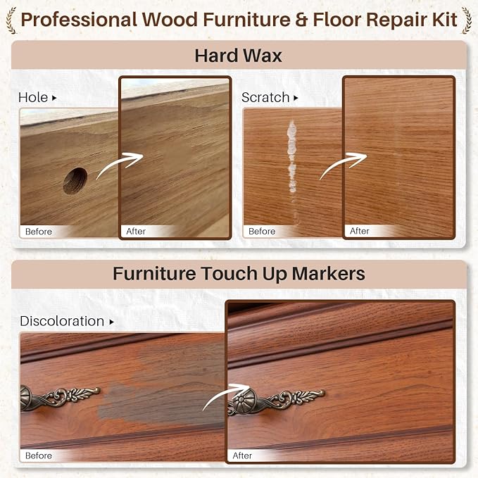 Floor Repair Kit with Heat Pen - 11 Colors Wax Blocks for Quick Wax Melting, Professional Vinyl Laminate Floor Repair Kit, to Restore Scratches, Stains, Cracks, Holes on Floors, Doors, Cabinet