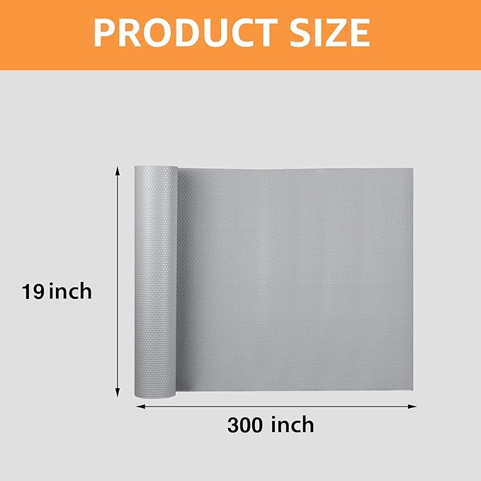 FLPMIX Shelf Liner 19" Wide: Waterproof Under Sink Mats Light Grey 19" x 300"- Easy to Cut & Clean Large Kitchen Drawer Liner for Pantry Cupboard