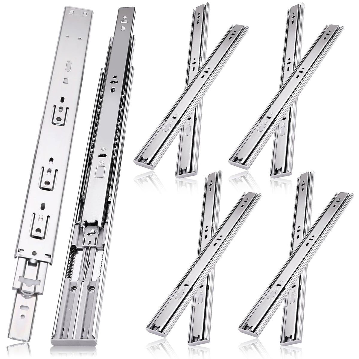 14 inch Drawer Slides 4 Pairs (8pcs) Soft Close 3 fold - Image 1