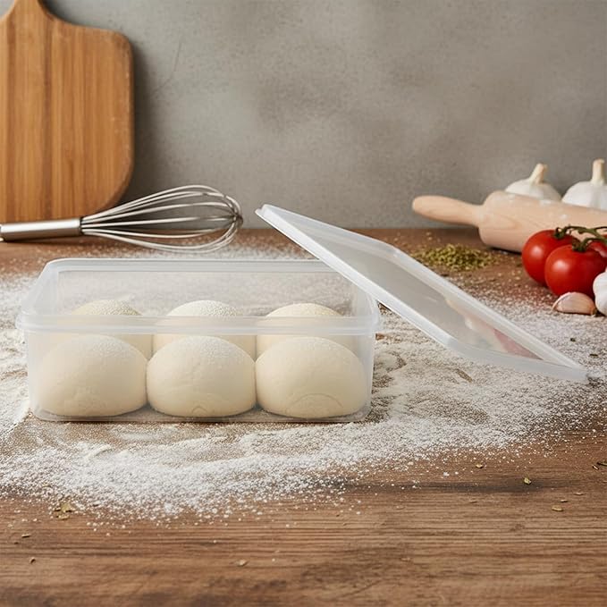 2 Pack pizza dough proofing box, Stackable bread proofing container, sourdough tray, food storage containers with lids, pizza making supplies accessories, BPA Free, 8L Capacity