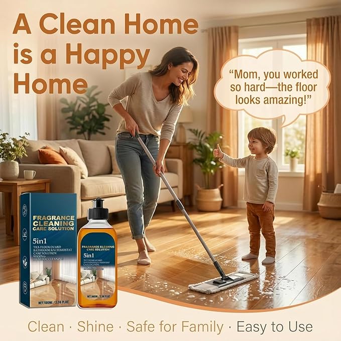 5 in 1 Floor Cleaner, 2026 New 5 in 1 Fast-Drying Fragrance Cleaning Care Solution, Dual-Action Stain and Odor Remover for Hardwood Floors, Natural Shine for Mopping Home Kitchen Bathroom (2Pcs)