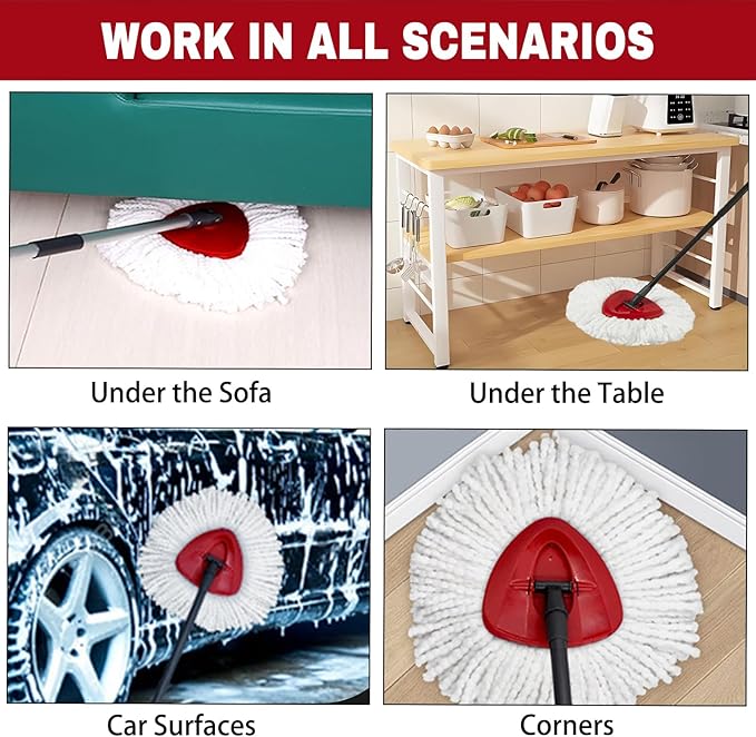 Spin Mop Replacement Heads, Mop Replace Head Easywring 1-Tank System, Mop Head Replacement for Hardwood Floor Cleaning, Machine Washable and Easy to Replace (2 Pack)