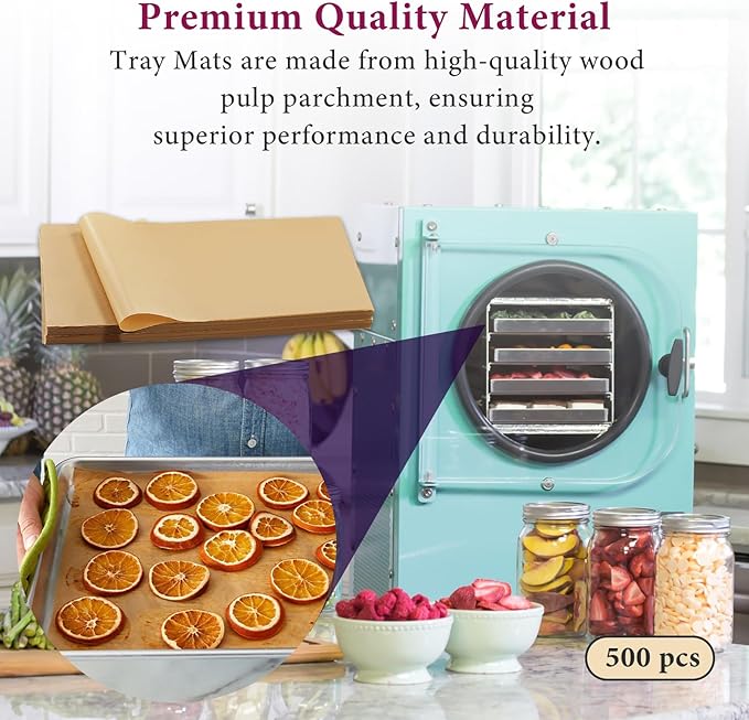 500 Packs Freeze Dryer Tray Mats For Harvest Right Freeze Dryer Accessories for Large Trays, Parchment Sheets, Freeze Dryer Tray Mats for Harvest Right