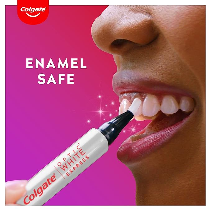 Colgate Optic White Express Teeth Whitening Pen with 35 Treatments, Enamel Safe, Designed for No Tooth Sensitivity, 0.08 oz (Pack of 2)