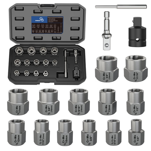STREBITO Bolt Extractor Kit, 16PCS Cr-Mo Steel Bolt - Image 1