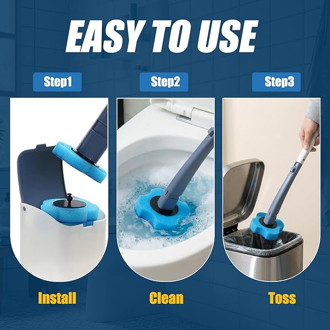 50PCS Toilet Bowl Wand Refills, Replacement Heads for Bathroom Washroom Cleaning Pads, Disposable Toilet Brush Refills Compatible with Household Brushes Scrubbers Cleaning Refill Pack Ocean Fresh