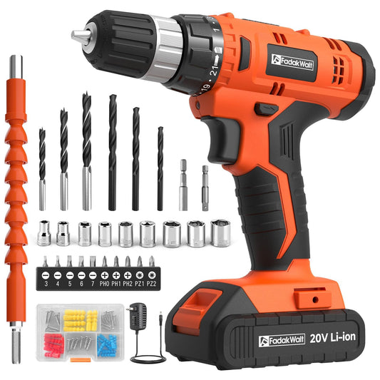 FADAKWALT Cordless Drill Set, 20V Electric Power Drill - Image 1