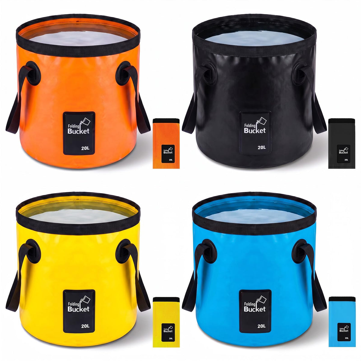 4 Pcs Collapsible Bucket with Handle 5 Gallon(20L) | Travel Essentials - Image 1