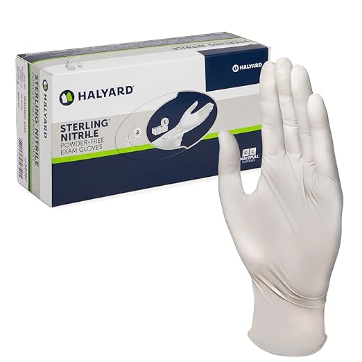 HALYARD STERLING Nitrile Exam Gloves, Non-Sterile, Powder-Free, 3.8 mil, 9.5 Inches, Gray, X-Large, 45272 (Box of 90)