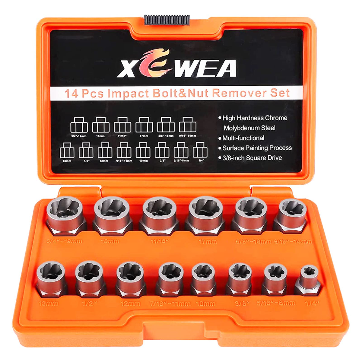 XEWEA 14PCS 3/8" Drive Impact Bolt Nut Extractor Set - Image 1