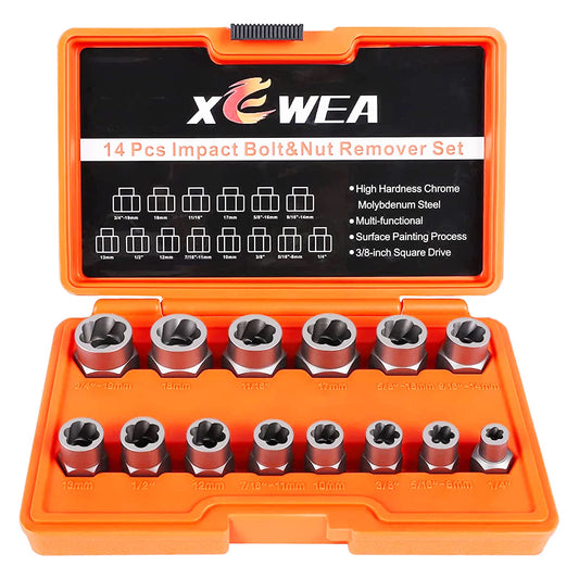 XEWEA 14PCS 3/8" Drive Impact Bolt Nut Extractor Set - Image 1