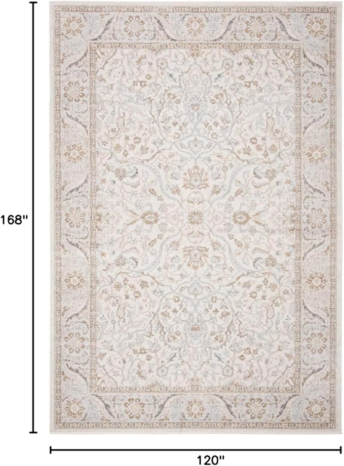 SAFAVIEH Isabella Collection Area Rug - 10' x 14', Cream & Beige, Oriental Design, Non-Shedding & Easy Care, Ideal for High Traffic Areas in Living Room, Bedroom (ISA912A)