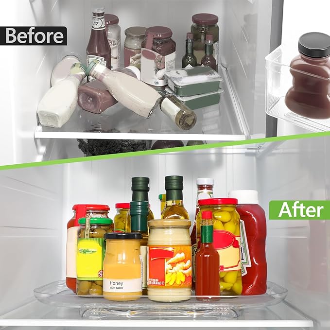 360 Degree Rotating Tray for Refrigerator, Neat and Orderly Storage Fridge Turntable, Anti Slip Organizer for Kitchen, Pantry, Cabinet (S)