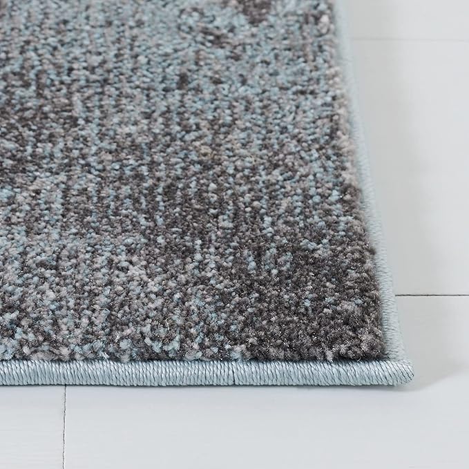 SAFAVIEH Glacier Collection Area Rug - 5'3" Square, Blue & Pink, Modern Abstract Design, Non-Shedding & Easy Care, Ideal for High Traffic Areas in Living Room, Bedroom (GLA125L)