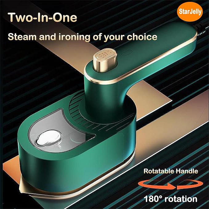 Portable Travel Steam Iron, 180° Foldable Handle, 3 Minutes Fast Heating, Anti-Hot Stand, Suitable for Most Fabrics (Silk/Wool/Polyester) and More. (01 White)