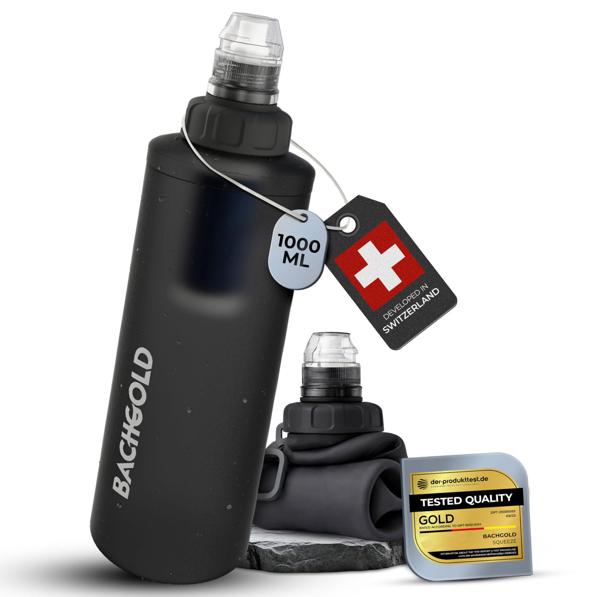 Bachgold Squeeze Filtered Water Bottle, Collapsible - Image 1