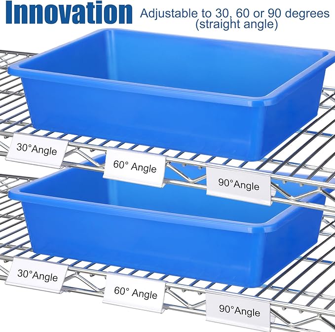 Kathfly 100 Pack Wire Shelf Label Holders Shelf Cable Tags for Wire Shelving 3 Viewing Angles 3" Adjustable Clear Plastic Rack Label Holder Retail Clips Compatible with 1-1/4in Metro Shelving