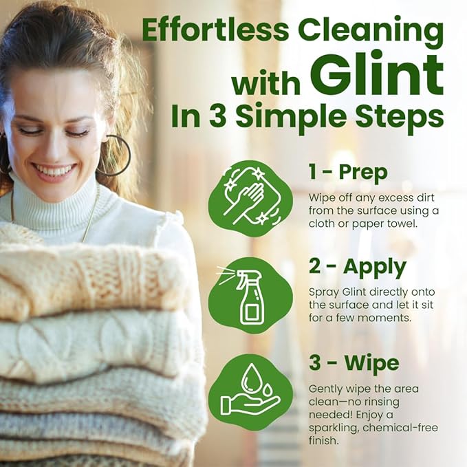 Glint Multi-Purpose Herbal Cleaner, Plant-Based, Eco-Friendly, Stain & Grease Remover, 1000 ml (33.8 fl oz), Safe for Home, Family & Pets, Alcohol-Free, Chemical-Free