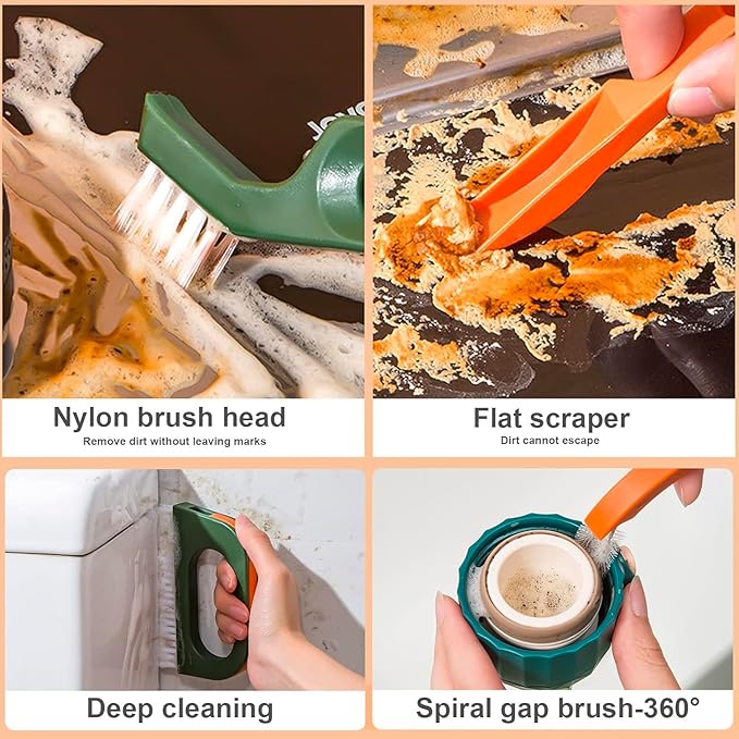 Gap Cleaning Brush Set Multifunction Groove Gap Cleaner Brush Handheld Household for Household Stoves Wall Corners Window Slots Cleaning Brushes Hard Bristles (Gap Brush Set)
