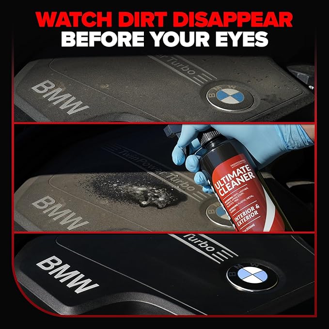 Carfidant Ultimate Car Interior Cleaner - Professional Stain and Odor Remover for Leather, Fabric, Carpet - Tesla Safe, Pet & Kid Friendly - Works on All Interior Surfaces - 18oz + Microfiber Towel