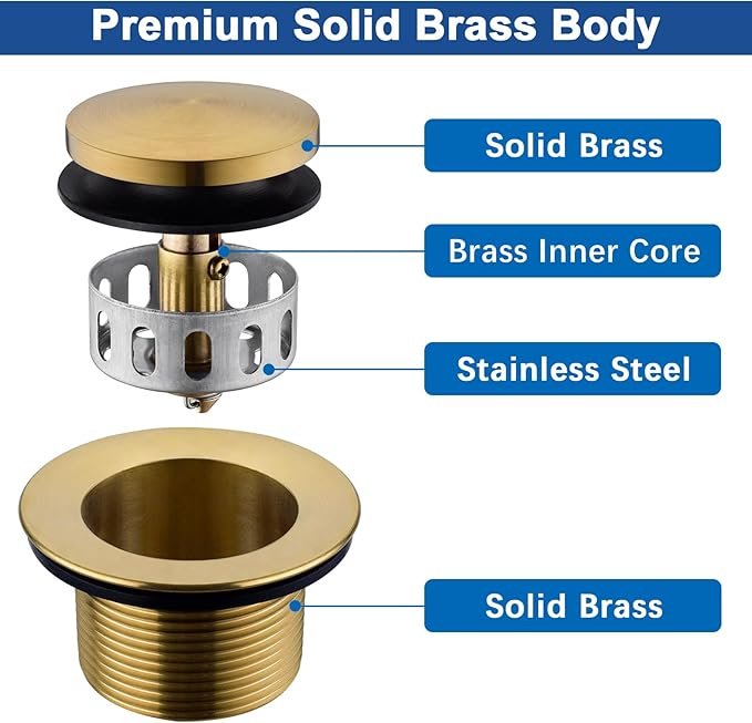 Brass Tip-Toe Tub Drain Kit with Basket Strainer and Two Hole Overflow Faceplate, Champagne Bronze