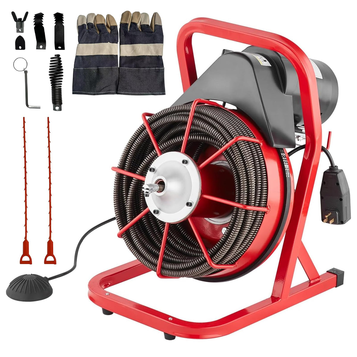 Garvee Drain Cleaner Machine 75FT x 1/2 Inch, Electric Drain - Image 1