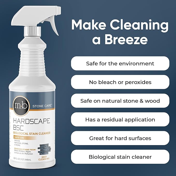 MB Stone Hardscape BSC Multi-Surface Outdoor Cleaner, Concrete, Brick, Stone, Headstones, Grave Cleaning, Siding, Pation, Deck and Outdoor Cleaner Stain Remover