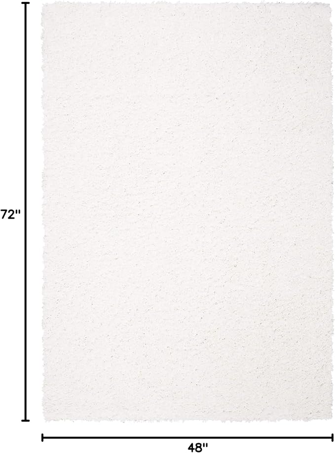 SAFAVIEH August Shag Collection Accent Rug - 4' x 6', White, Solid Design, Non-Shedding & Easy Care, 1.5-inch Thick Ideal for High Traffic Areas in Entryway, Living Room, Bedroom (AUG200A)