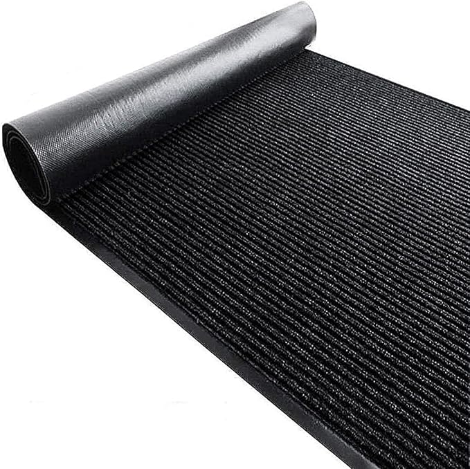 TANYOYO 2' X 4' Commercial Grade Door Floor Mat Brush Step Entrance Mat Vinyl Backed Utility Doormat Heavy Duty Floor Mat Commercial Outdoor Carpet Indoor Entrance Rugs，Black