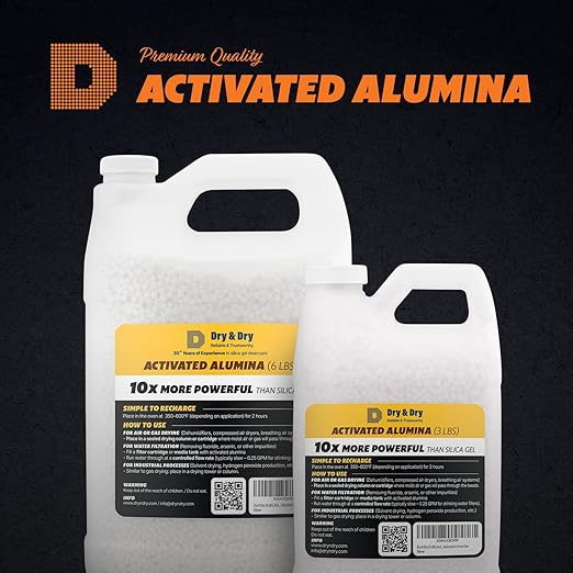 Dry & Dry [24 LBS] Activated Alumina Desiccant Beads | High-Capacity Moisture Absorber, Rechargeable Humidity Control for Industrial & Home Use