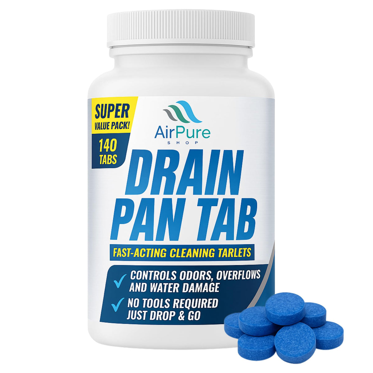 Air Pure Drain Pan Tabs - 140 Flow Treatment Tablets - Image 1
