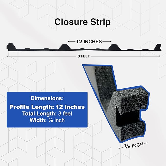 Duco USA-Made R Panel Foam Closure Strips - 50 Pack of 3ft Black Corrugated Roof Foam Strips for Metal Roof Insulations - Weatherproof Insulation Seal Blocks Moisture, Gaps, Noise & Dust