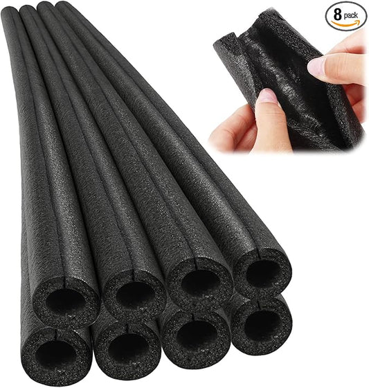 Amylove 8 Pcs 3.3 Feet Foam Pipe Insulation Foam Tube Insulating Water Pipe Pool Swim Noodles Heat Preservation Pipes Covers for Tubing Outdoor Freeze Protection(Black,1/2 Inch)
