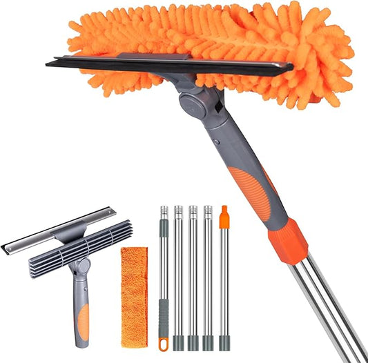 BITOPE 90" Squeegee for Window Cleaning Cleaner Tool with Extension Pole 2 in 1 Rotatable Window Wash Tool for Home Shower Glass Car Windshield Outdoor Solar Panel