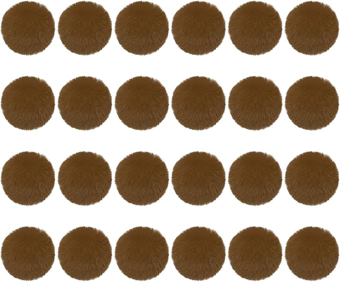 PATIKIL Faux Fur Pom Poms for Hats, 24 Pcs Fluffy Soft Fur Poms Balls with Elastic Loop for Keychain Knitting Hats DIY Scarves Gloves Bag Christmas, Dark Brown