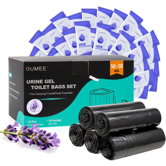 Lavender 50 Portable Toilet Bags with 50 Poo Gel Set, 8 Gallon - Image 1