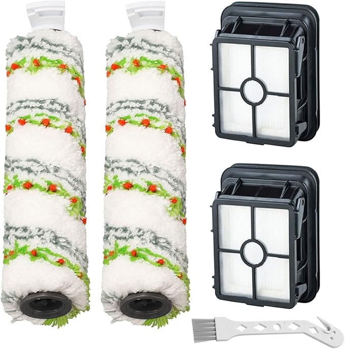 Lemige 2 Pack Replacement Brushes and Filters for Bissell CrossWave Max 2554 2590 2593 2596 for HydroSteam Plus 35151 3515 35152 3513 3518 Vacuums, Part 1618641 & 1608684