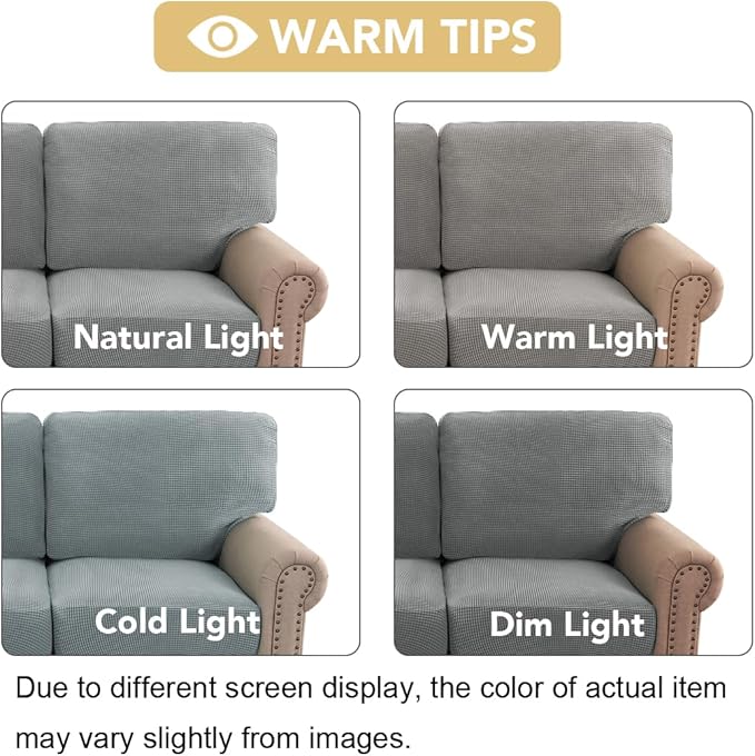 H.VERSAILTEX Multi-Pieces Sofa Covers Stretch Couch Covers Form Fitted Seats and Back Cushions Covers (3 Seat Covers Plus 3 Back Cusion Covers, Bonus 2 Armrest Covers), Dove