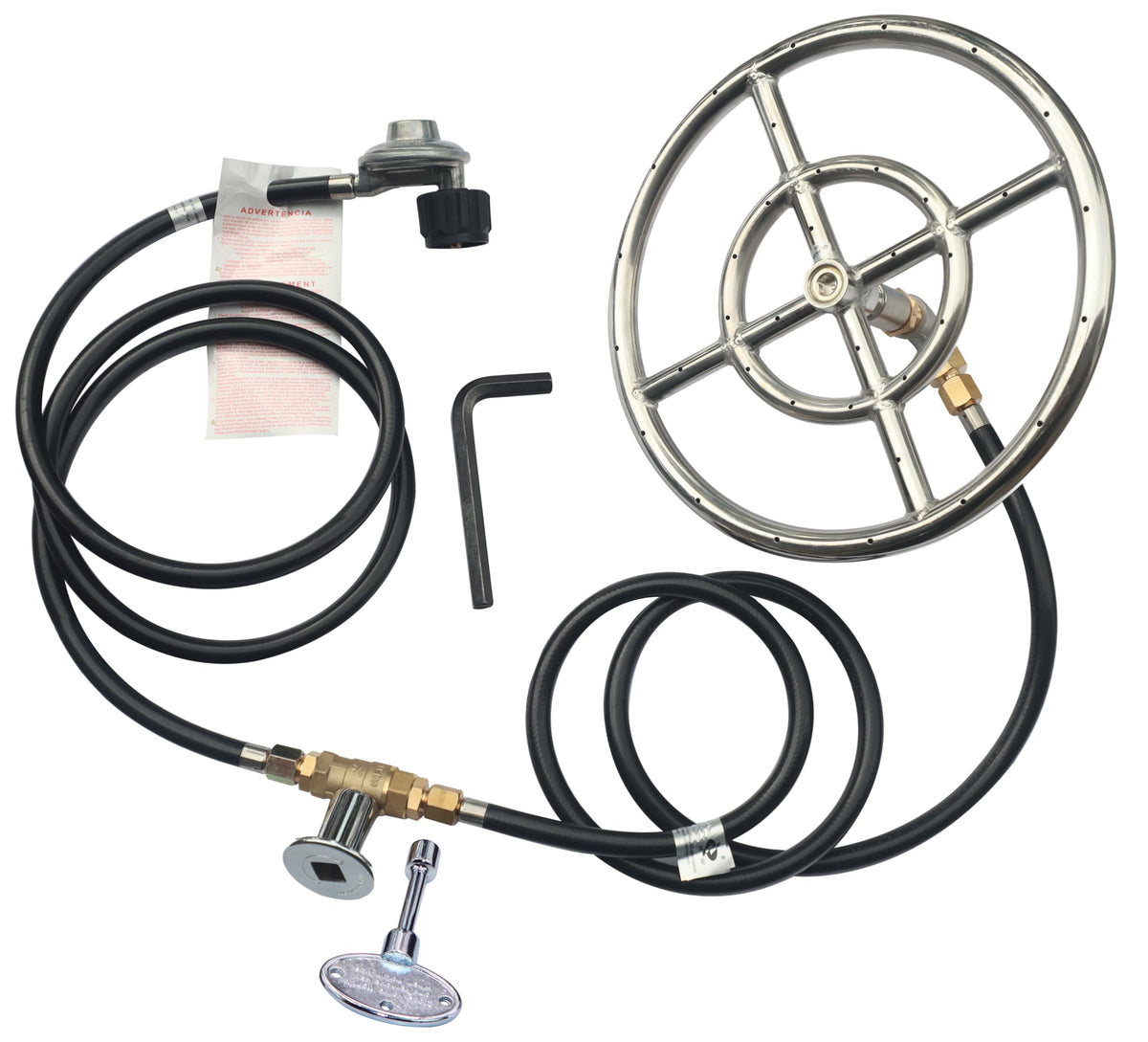 12" Stainless Steel Fire Ring Burner Valve Assembly Kit - Image 1