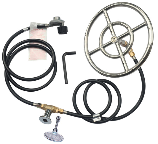 12" Stainless Steel Fire Ring Burner Valve Assembly Kit - Image 1