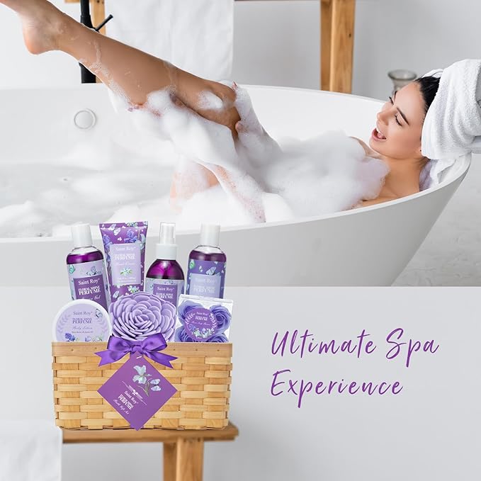 Bath & Shower Gifts for Women, Perfume Bath and Body Gift Basket, Skin Care Set, Spa Kit, Self-Care Set, Home Spa Gift, Pampering Kit, Relaxation Gift, Birthday, Christmas, Mother Day, Anniversary