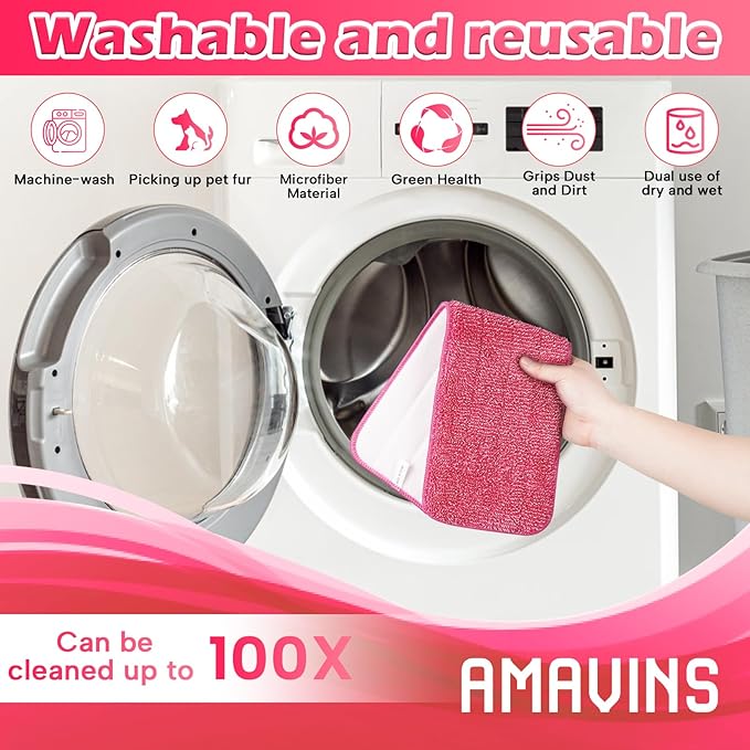 3 Pack Microfiber Cleaning Pads, Reusable Microfiber Mop Pads for 18 Inch Mop, Hardwood Floor Replacement Cleaning Mop Pads, Machine Washes