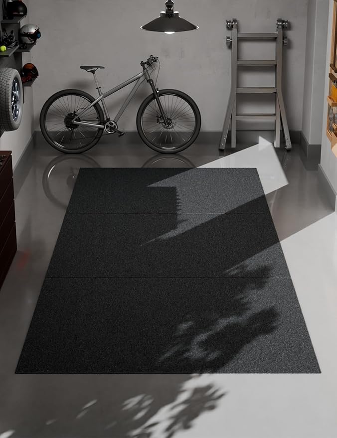 Heavy Duty Oil Spill Mat, Garage Floor Mat, 59" x 70" Waterproof Rubber Backing Oil Absorbent Pads, 1/5" Thick Reusable Under Auto Repair Mat for Garage Floor Surface Protection-Black