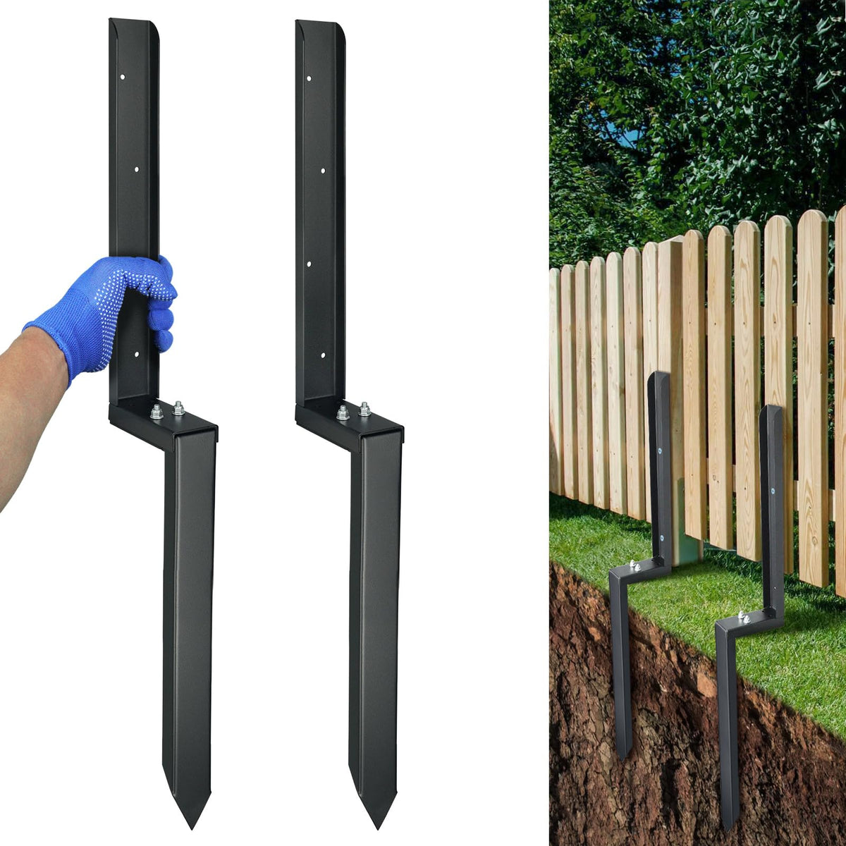Heavy Duty Steel Fence Post Repair Kit, 32 Inch Long | Home Repair - Image 1