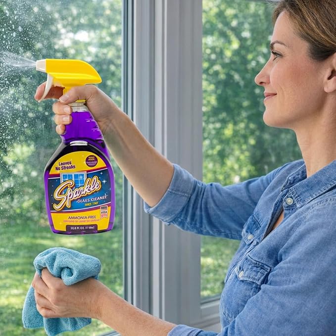 Sparkle Glass Cleaner Refill 1 Gallon (128 Fl Oz) – Ammonia-Free Heavy Duty Streak-Free Formula for Windows, Mirrors & Glass (Pack of 2)