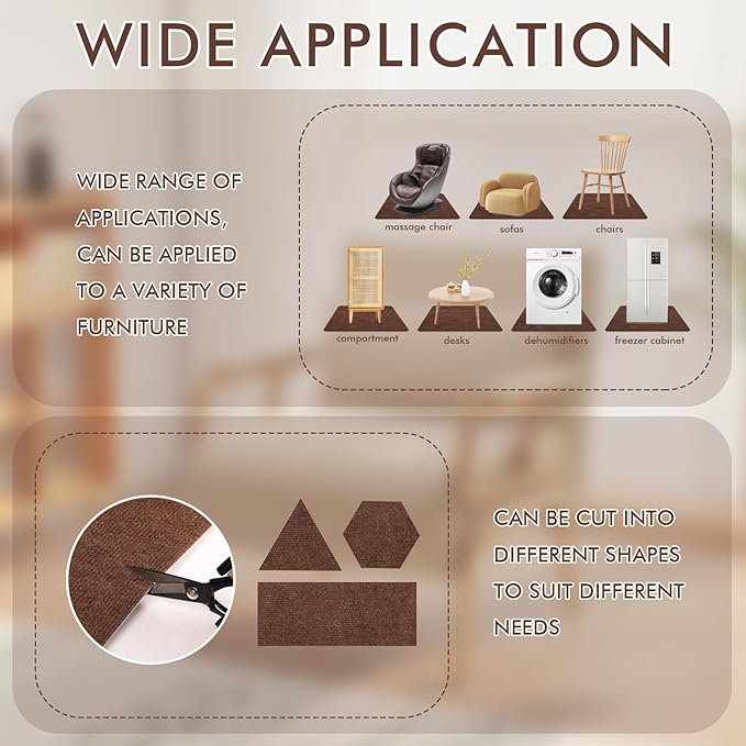 Recliner Pads for Hardwood Floors Non Skid, 35"x35" Furniture Pads Floor Mats for Carpet, Anti Slide Office Chair Mat for Floor Protector, Chairs Recliner Rug Non Slip Recliner Grippers (2 Pack-Brown