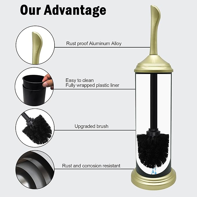 Vince Camuto Toilet Bowl Brush with Holder, Durable Bathroom Cleaning Tool, Modern Design for Easy Toilet Maintenance, Bathroom Cleaner Brush for Efficient Cleaning and Hygiene